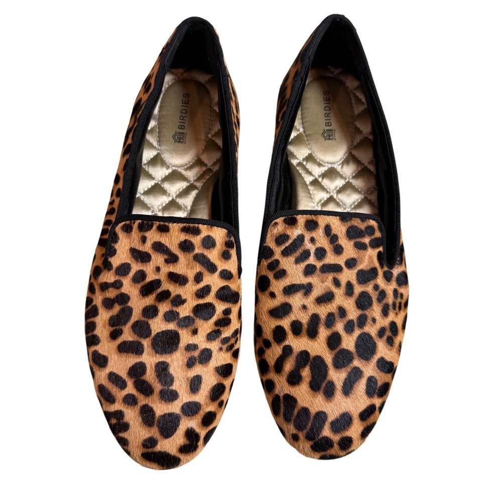 Birdies The Starling Cheetah Haircalf Loafers Brown Leopard Flats - Size 7